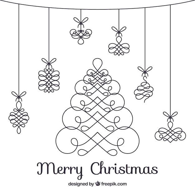 Free Vector ornamental christmas tree background