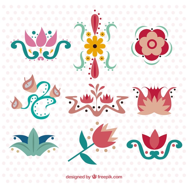 Free Vector ornamental colored flowers in art nouveau