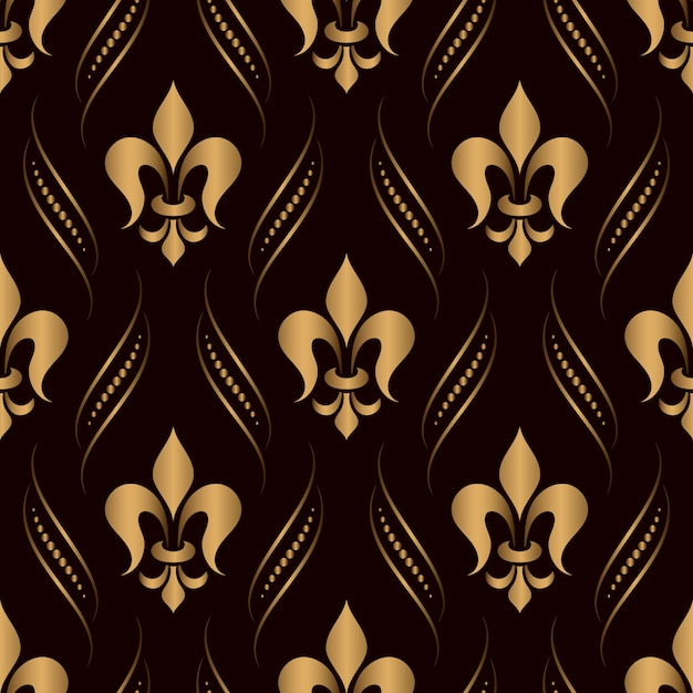 Free Vector ornamental damask seamless pattern golden 