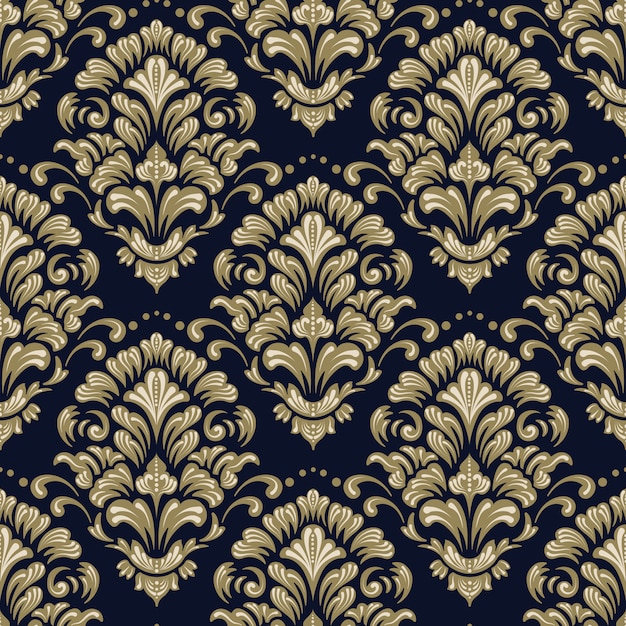 Free Vector ornamental damask seamless pattern 