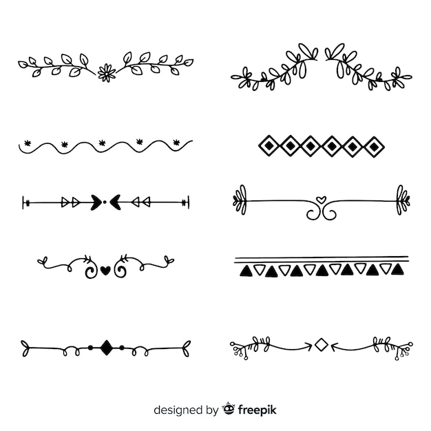 Ornamental divider hand drawn set