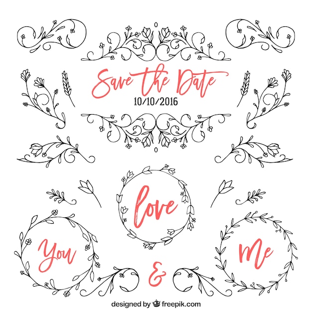 Free vector ornamental elements for weddings