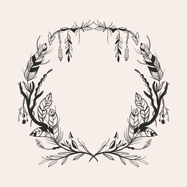 Free vector ornamental engraving hand drawn boho frame