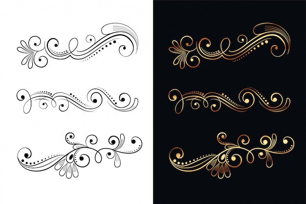 Free Vector ornamental floral decorative design elements set of six