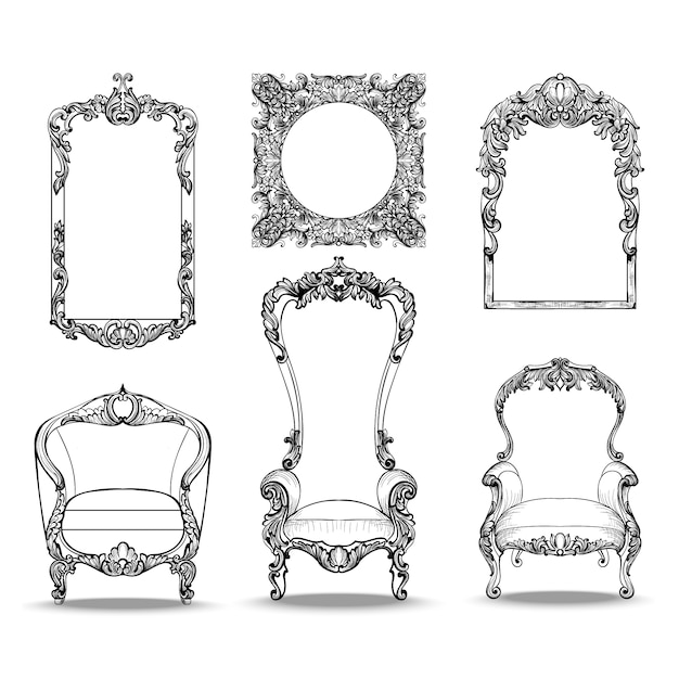 Free Vector ornamental furniture collection