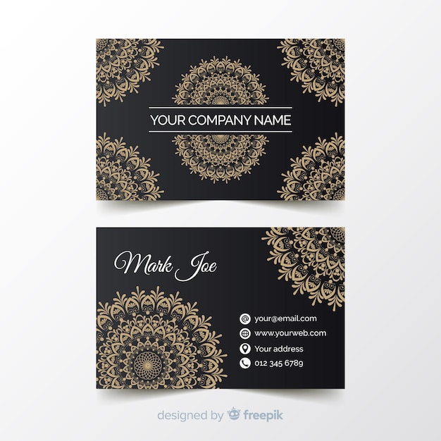 Ornamental golden business card template