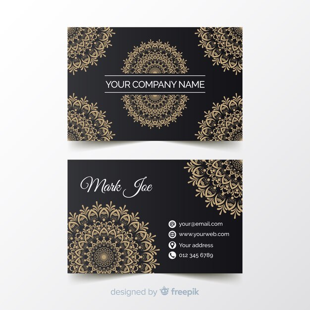 Ornamental golden business card template