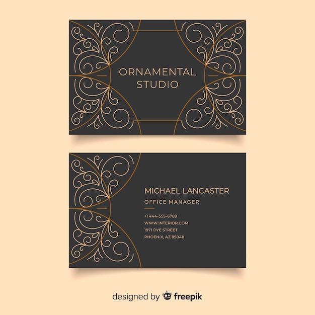 Ornamental golden business card template