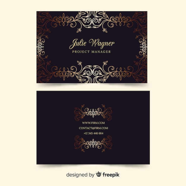 Ornamental golden business card template