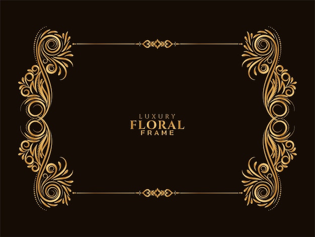 Ornamental golden floral frame design background 