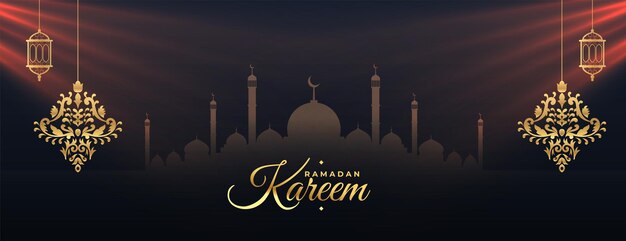 Ornamental golden ramadan kareem festival banner design