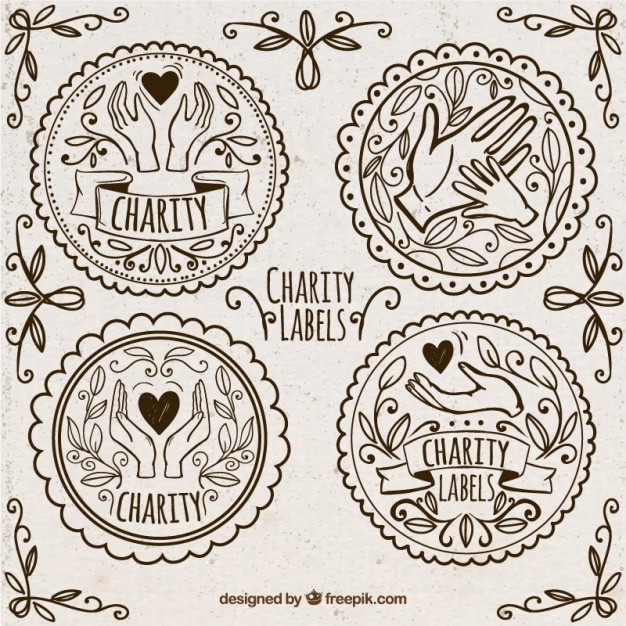 Free vector ornamental hand drawn donation labels