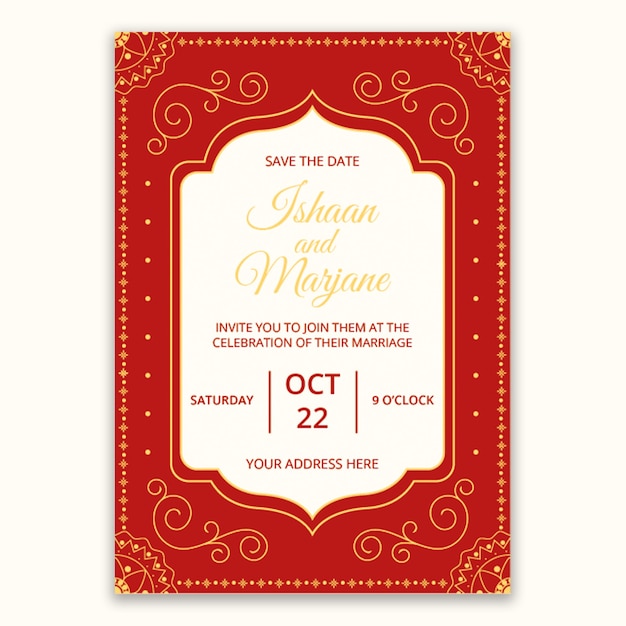 Free Vector ornamental indian wedding invitation