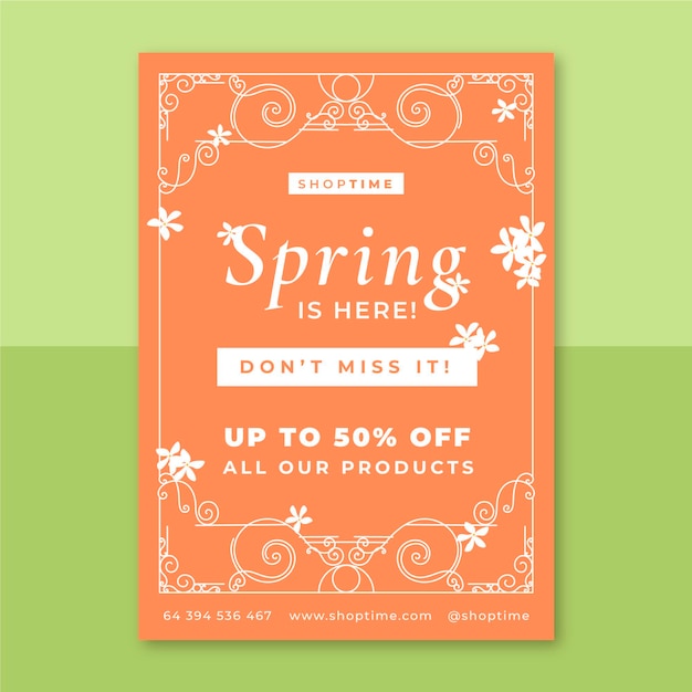 Ornamental monocolor spring vertical poster template