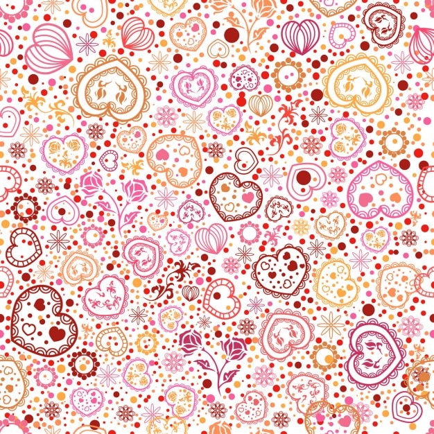 Free Vector ornamental pattern with hearts and flowers