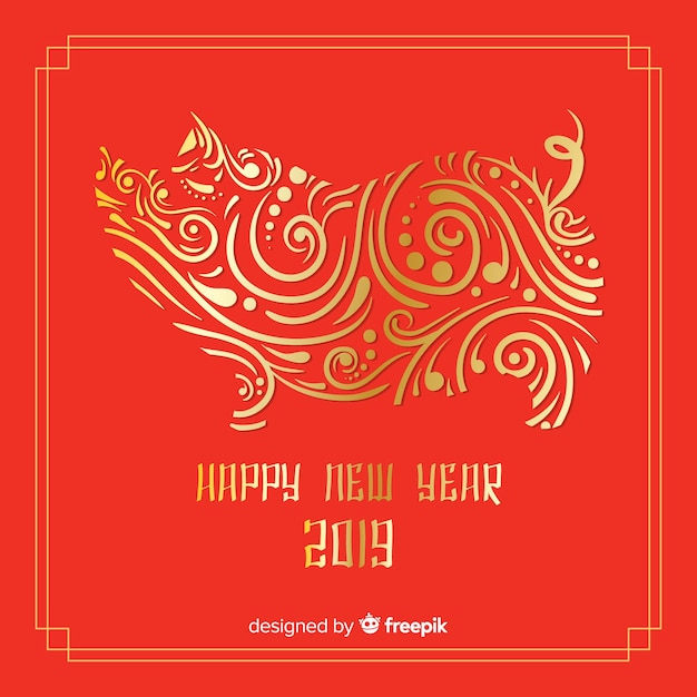 Ornamental pig chinese new year background