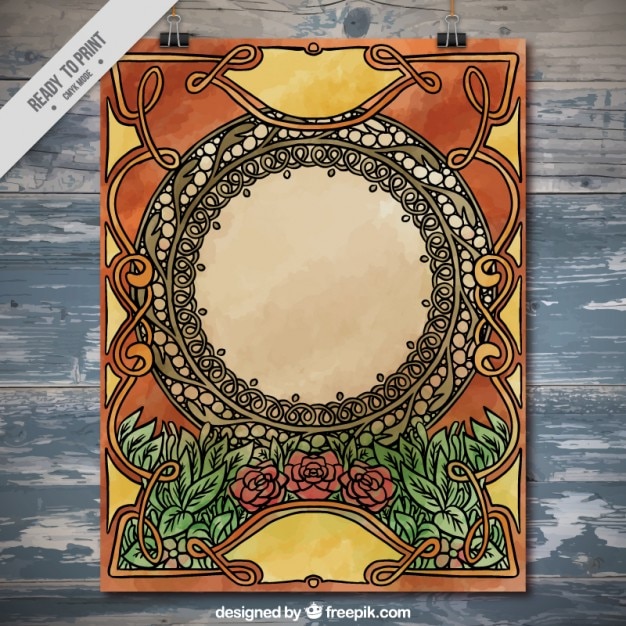 Free Vector ornamental poster in art nouveau style