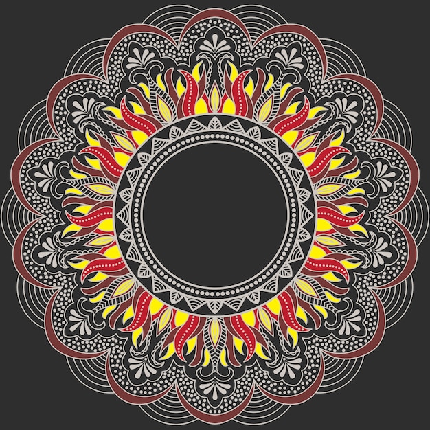 Free Vector ornamental round lace with damask and arabesque elements. mehndi style. 