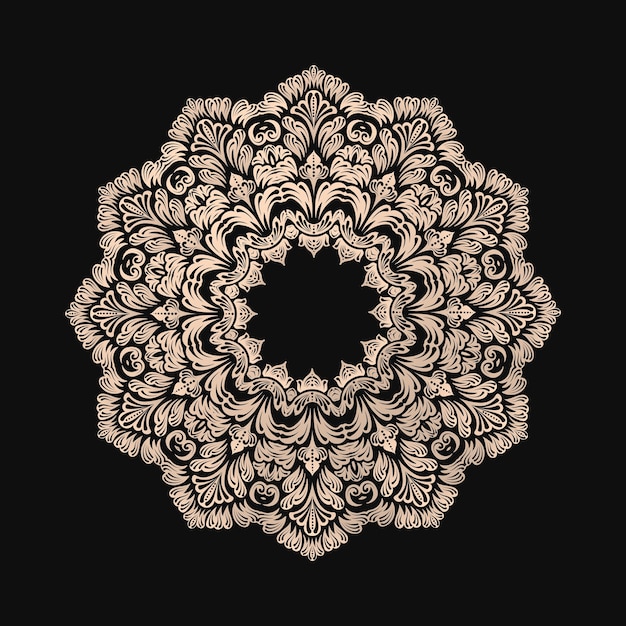 Free Vector ornamental round lace with damask and arabesque elements. mehndi style.