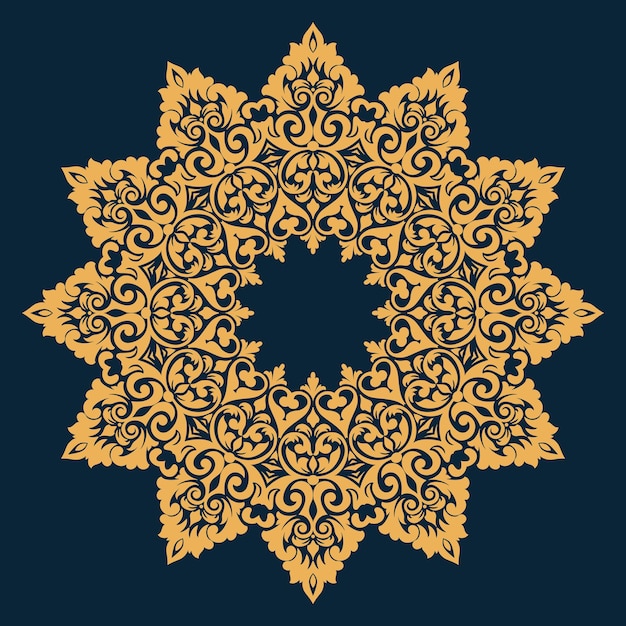 Free Vector ornamental round lace with damask and arabesque elements.