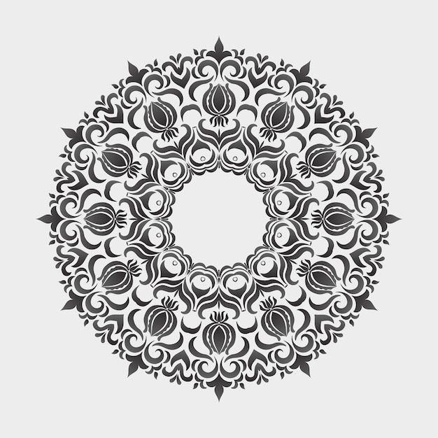 ornamental round lace with damask and arabesque elements.