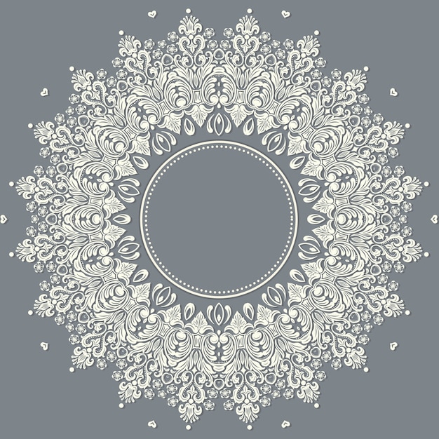 Free Vector ornamental round lace with damask and arabesque elements