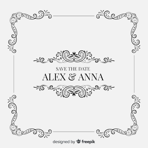 Ornamental save the date wedding invitation