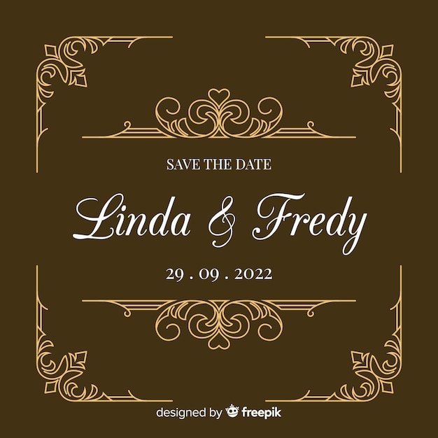 Free Vector ornamental save the date wedding invitation