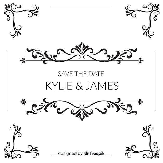 Ornamental save the date wedding invitation