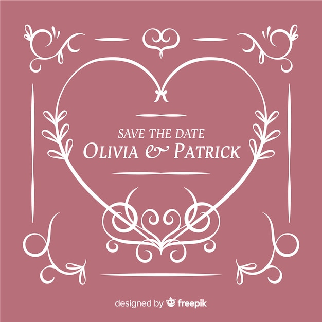 Ornamental save the date wedding invitation