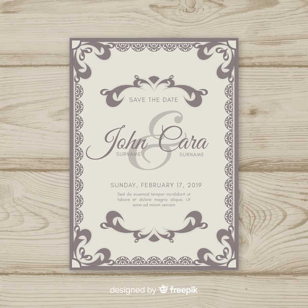 Free Vector ornamental wedding card template