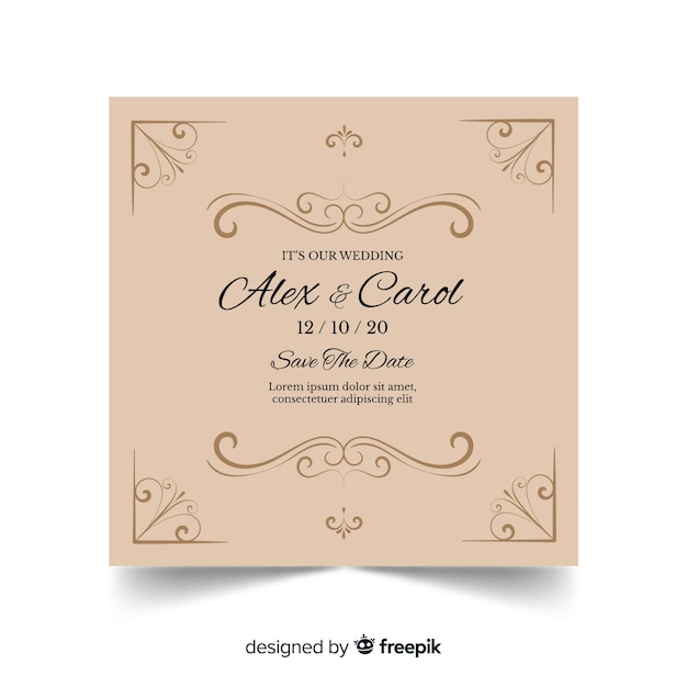 Free Vector ornamental wedding card template