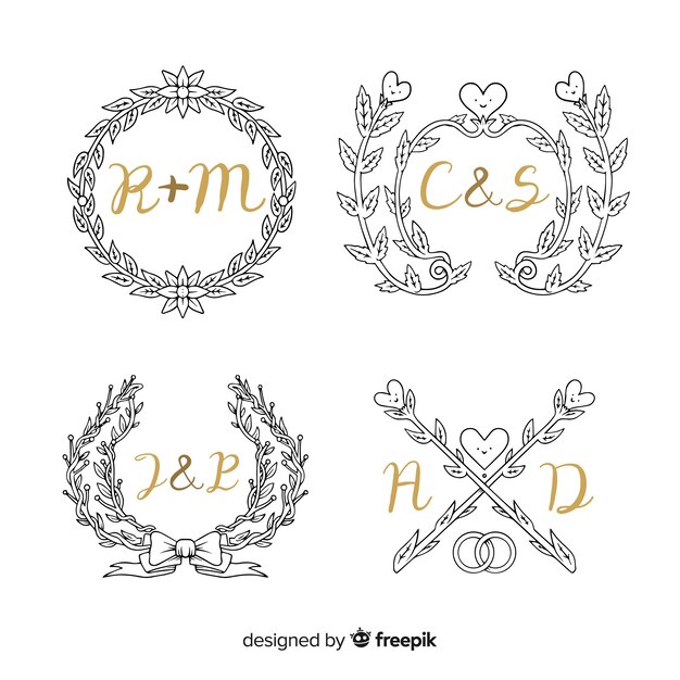 Ornamental wedding monogram collection