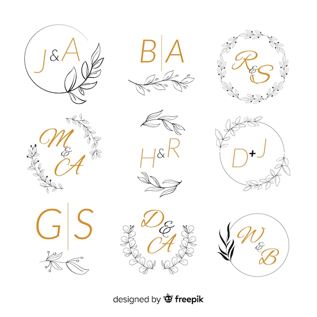 Ornamental wedding monogram collection