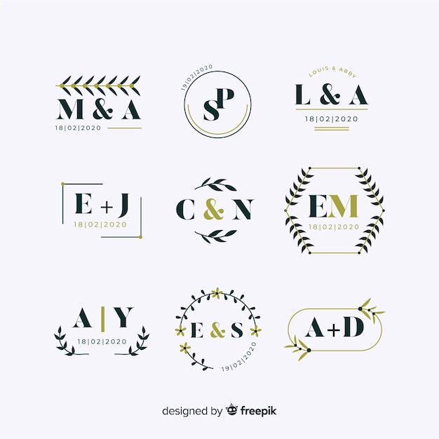 Free Vector ornamental wedding monogram collection