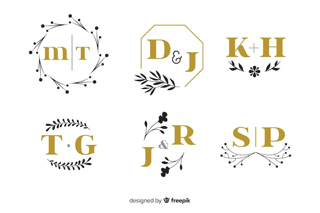 Free Vector ornamental wedding monogram collection