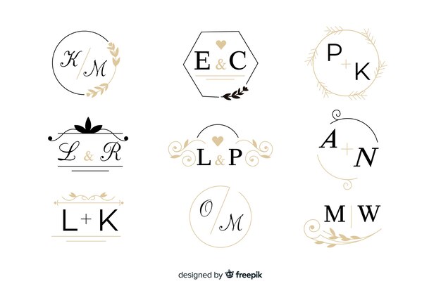 Ornamental wedding monogram collection