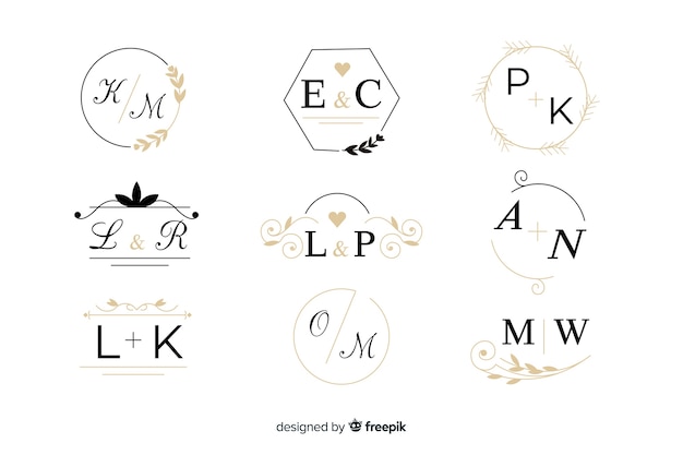 Ornamental wedding monogram collection