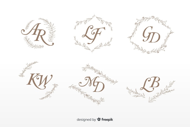 Ornamental wedding monogram collection