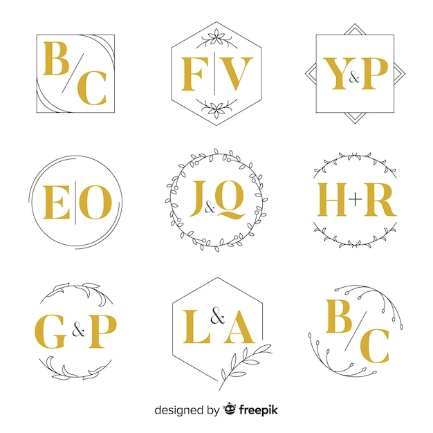 Ornamental wedding monogram collection