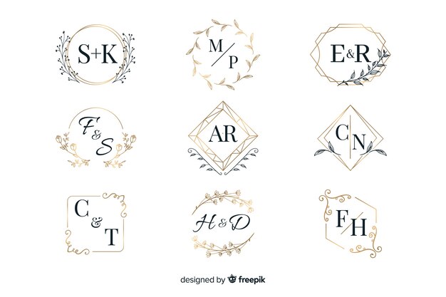 Ornamental wedding monogram collection