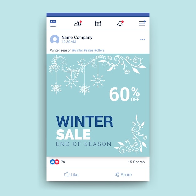 Ornamental winter facebook post template