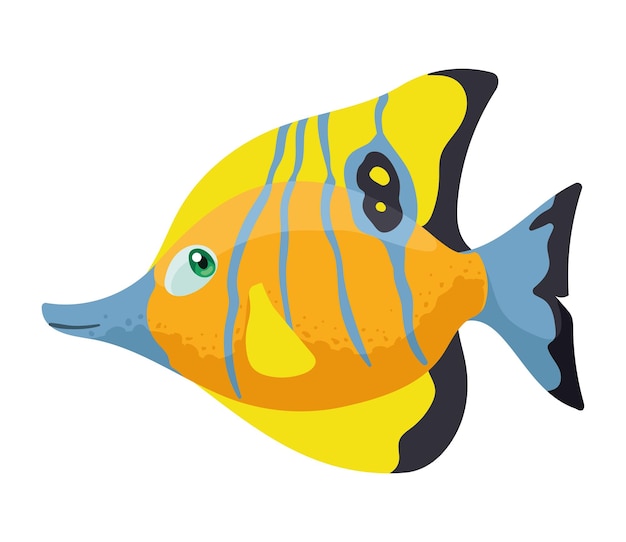 Free Vector ornamental yellow fish swiming life