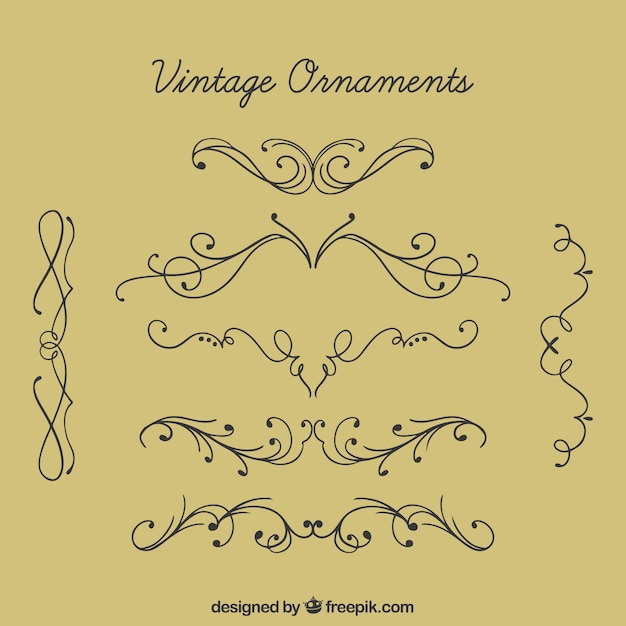 Free Vector ornaments collection in vintage style