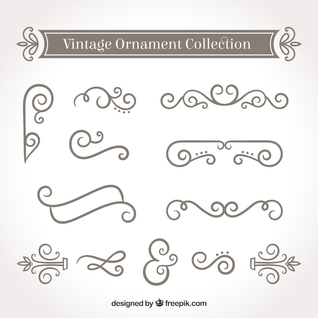 Free Vector ornaments collection in vintage style