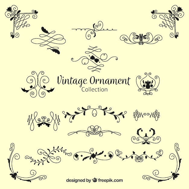 Free vector ornaments collection in vintage style