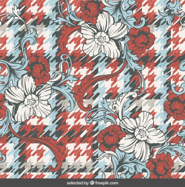 Free Vector ornaments on houndstooth background