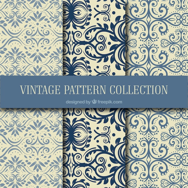 Free vector ornaments patterns collection in vintage style