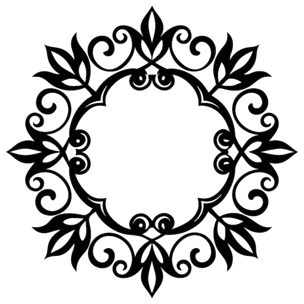 Free Vector ornate black and white circular frame