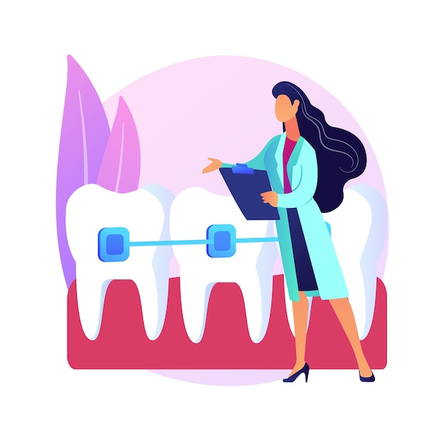 Free Vector orthodontic services abstract concept  illustration. orthodontic clinic department, family dentistry, dental appliance, oral hygiene, teeth center, stomatology service abstract metaphor.